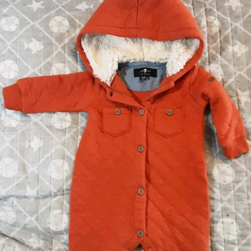 7 For All Mankind Orange Baby Jacket with Sherpa Lining